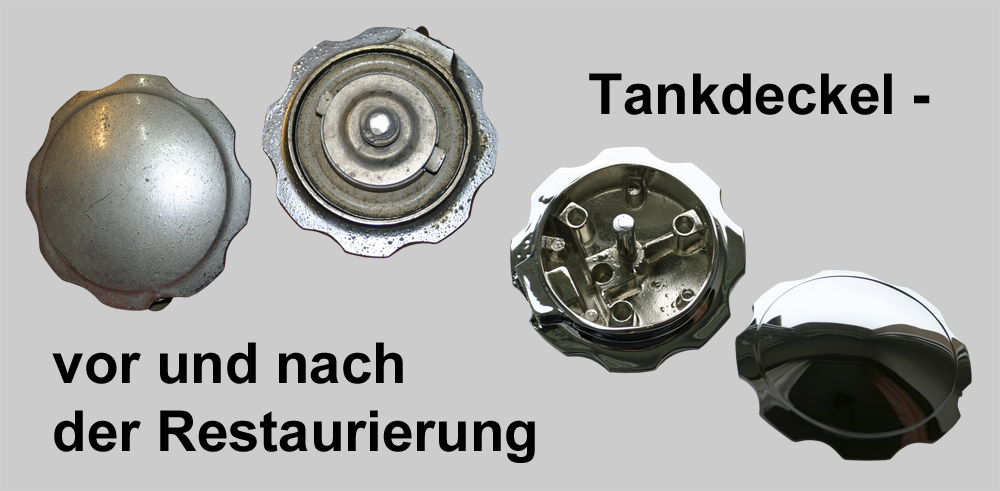 Tankdeckel - vor und nach der Restaurierung